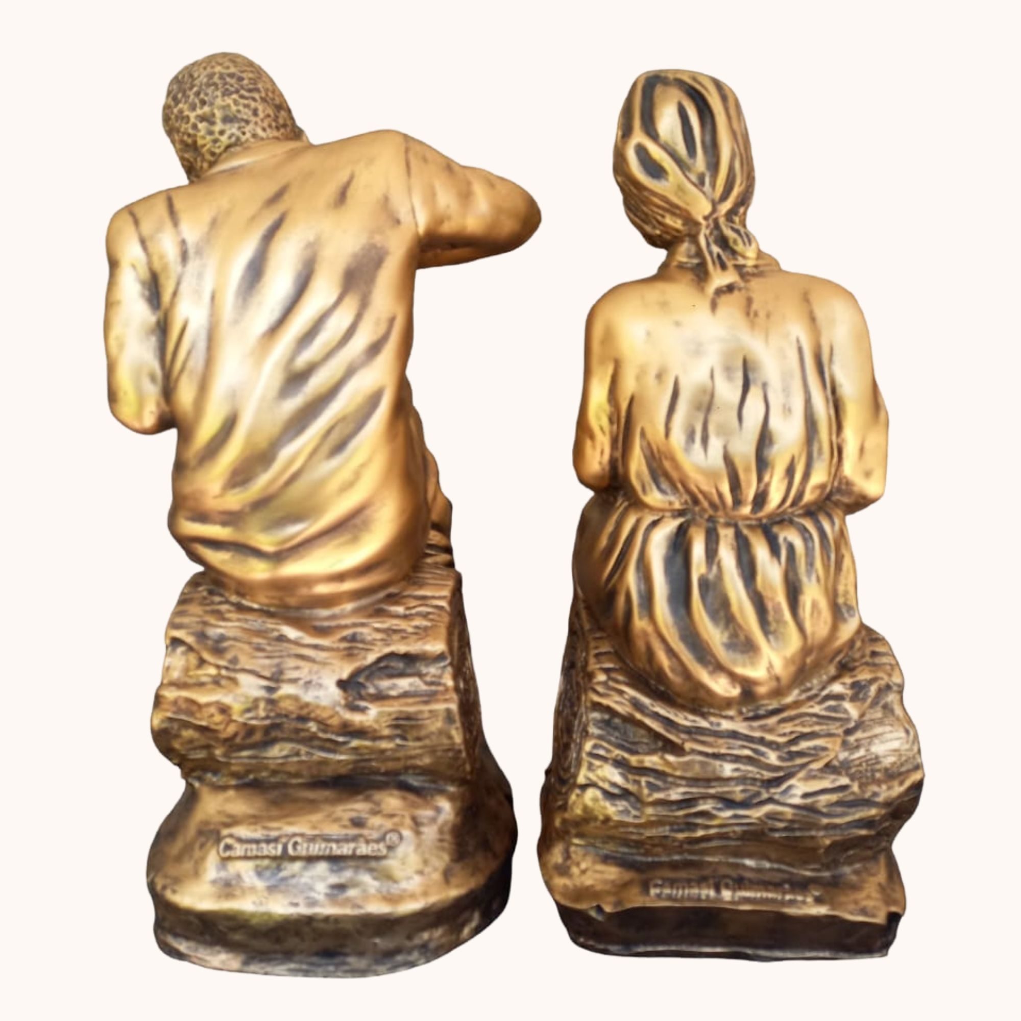 Casal de Pretos Velhos Grande Dourado - Imagem 2